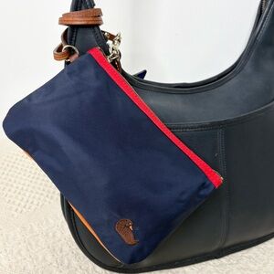 Dooney & Bourke Navy Nylon Wristlet Orange Red Colorblock Clip-In Pouch